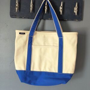 Lands End Tote Bag NEW Medium Blue 5-Pocket Key Chain Boat Canvas "Capitol One"